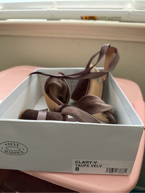 Steve Madden Shoes - Steve Madden Clary-V Taupe Velvet Heels